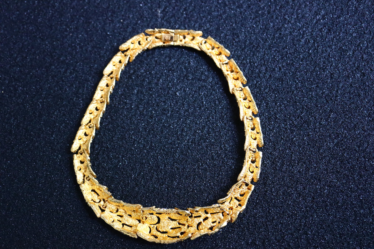 Vintage 1968 Henkel & Grossé gold-tone feather rhinestone necklace