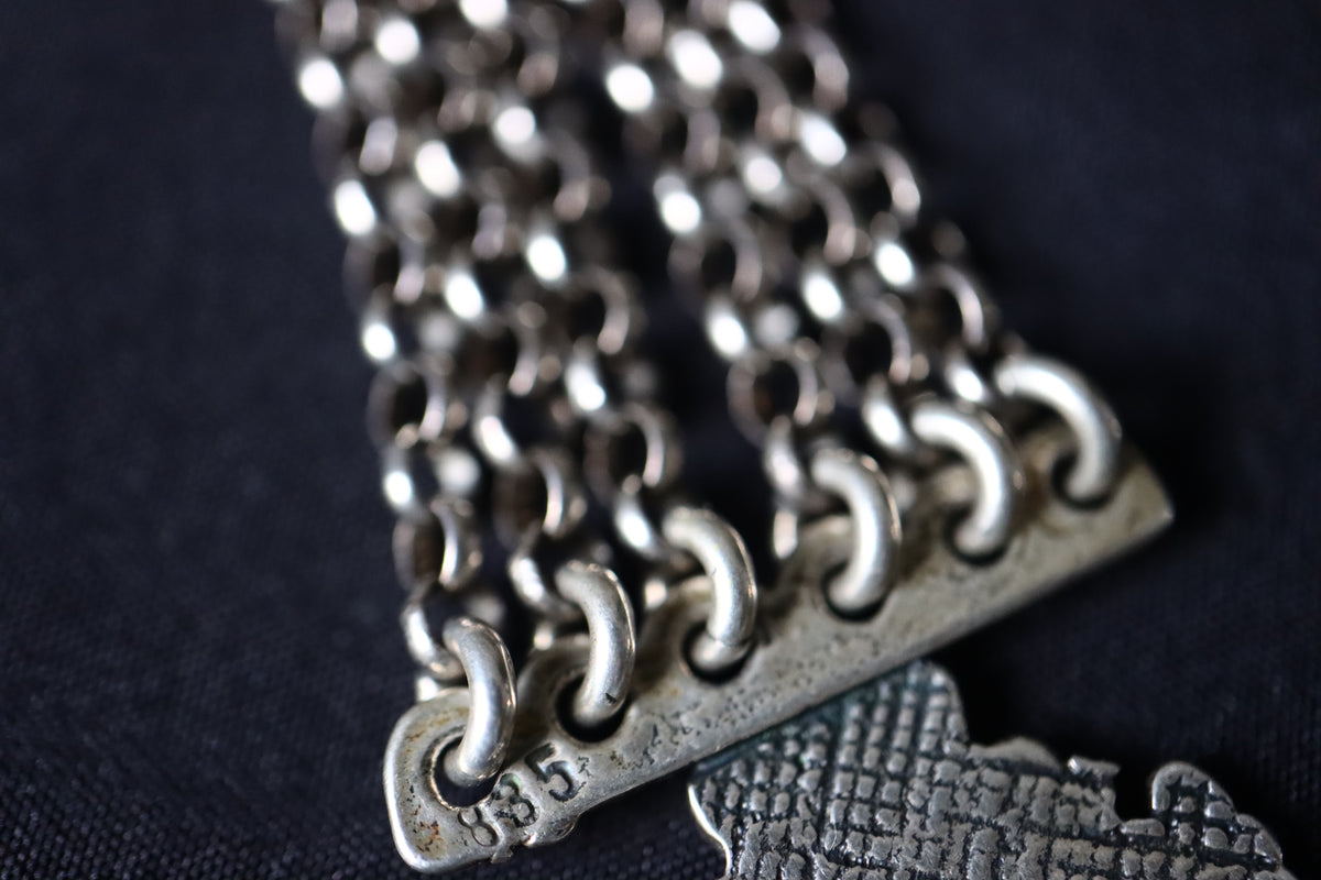ANTIQUE German Bavarian 835 Silver Multi-Charm Charivari Traditional Belt & Trinket Fob Pendant Chain