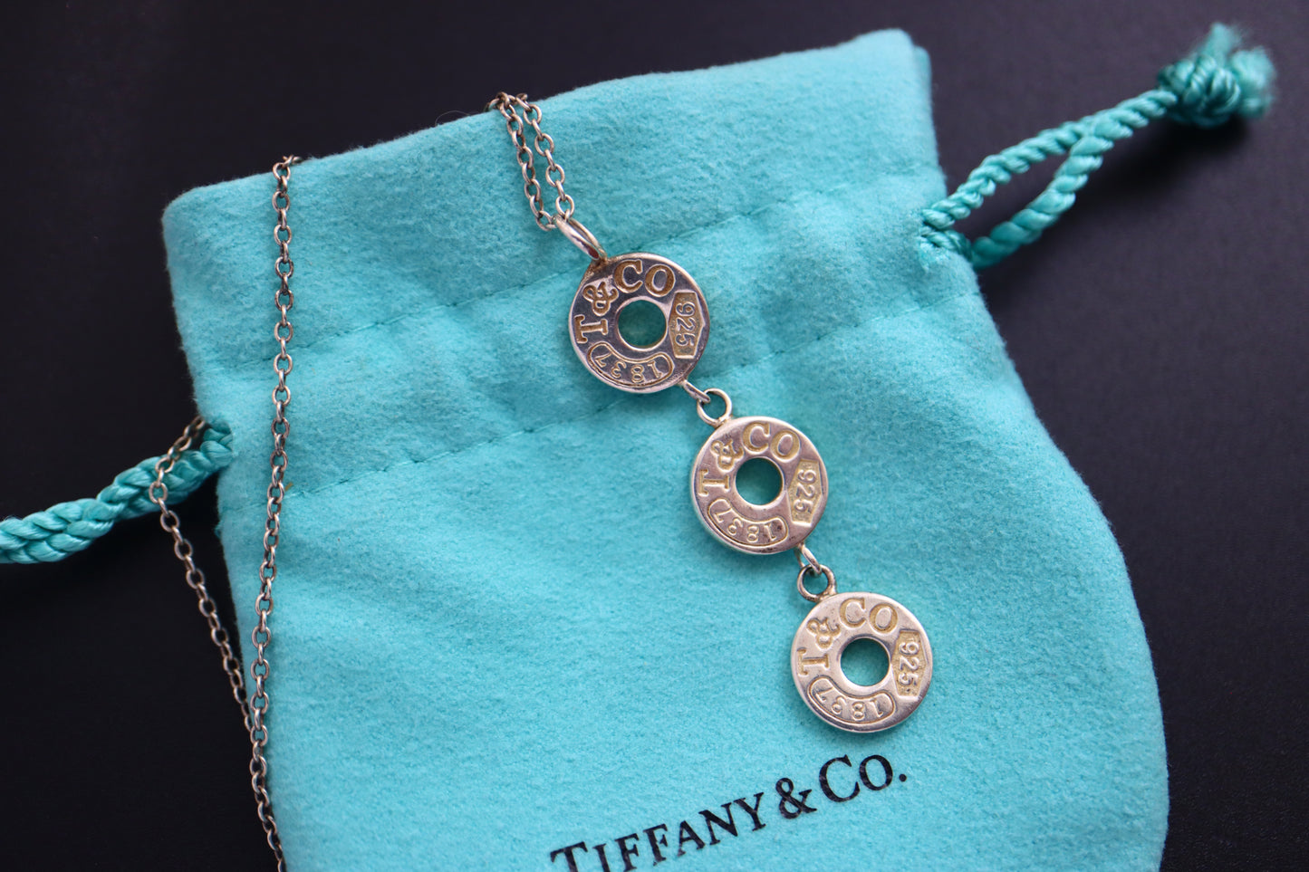 Vintage Tiffany 925 Silver Trinity Coins T&CO 1837 necklace