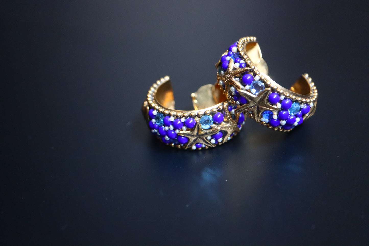 Vintage Rossi Bijoux Sea treasure Oversized Hoop Clip on Earrings