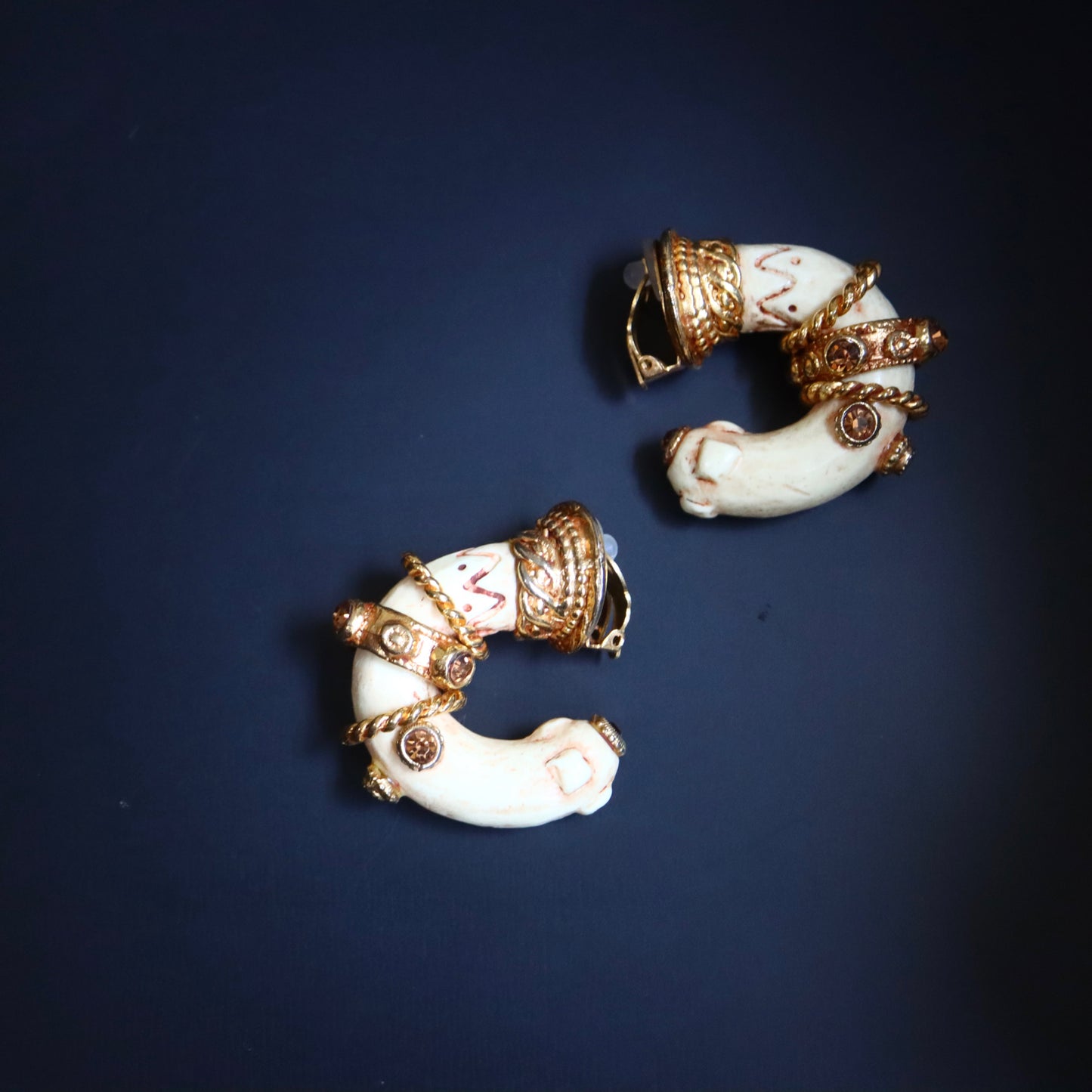 Vintage Kalinger Over sized Hoop Clip on Earrings