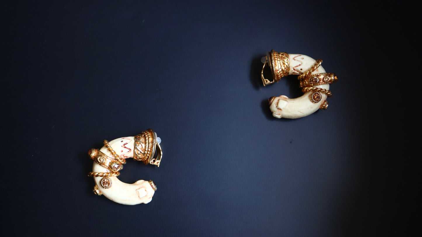 Vintage Kalinger Over sized Hoop Clip on Earrings