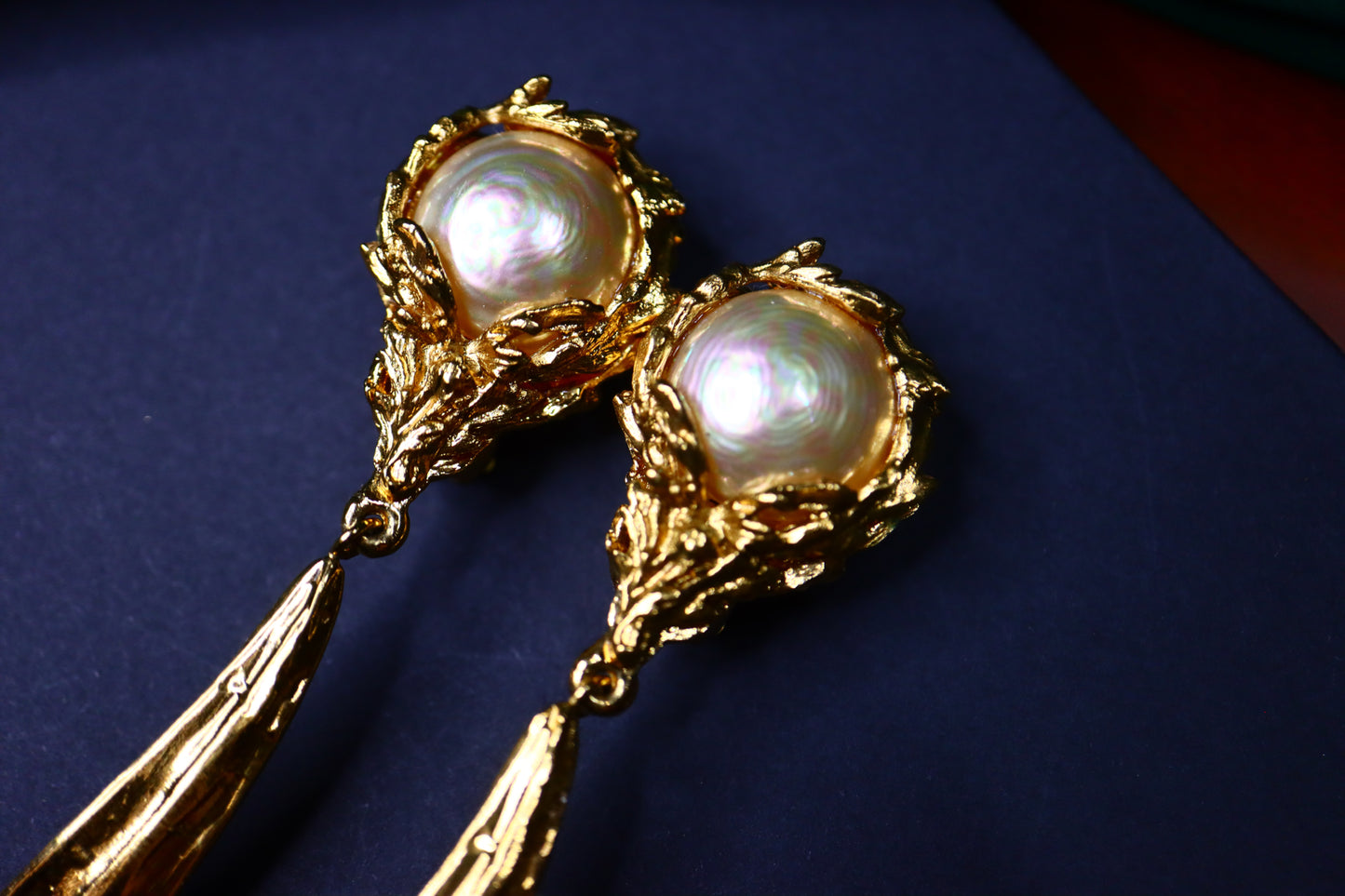 Vintage Yves Saint Laurent Pearl Long Pendant Clip-on Earrings