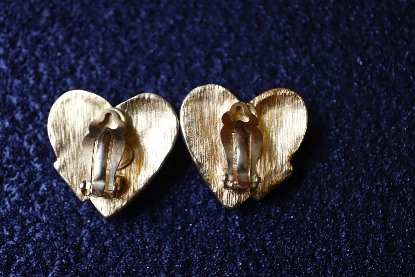 Vintage Christian Lacroix colourful lego gold-tone heart clip-on earrings