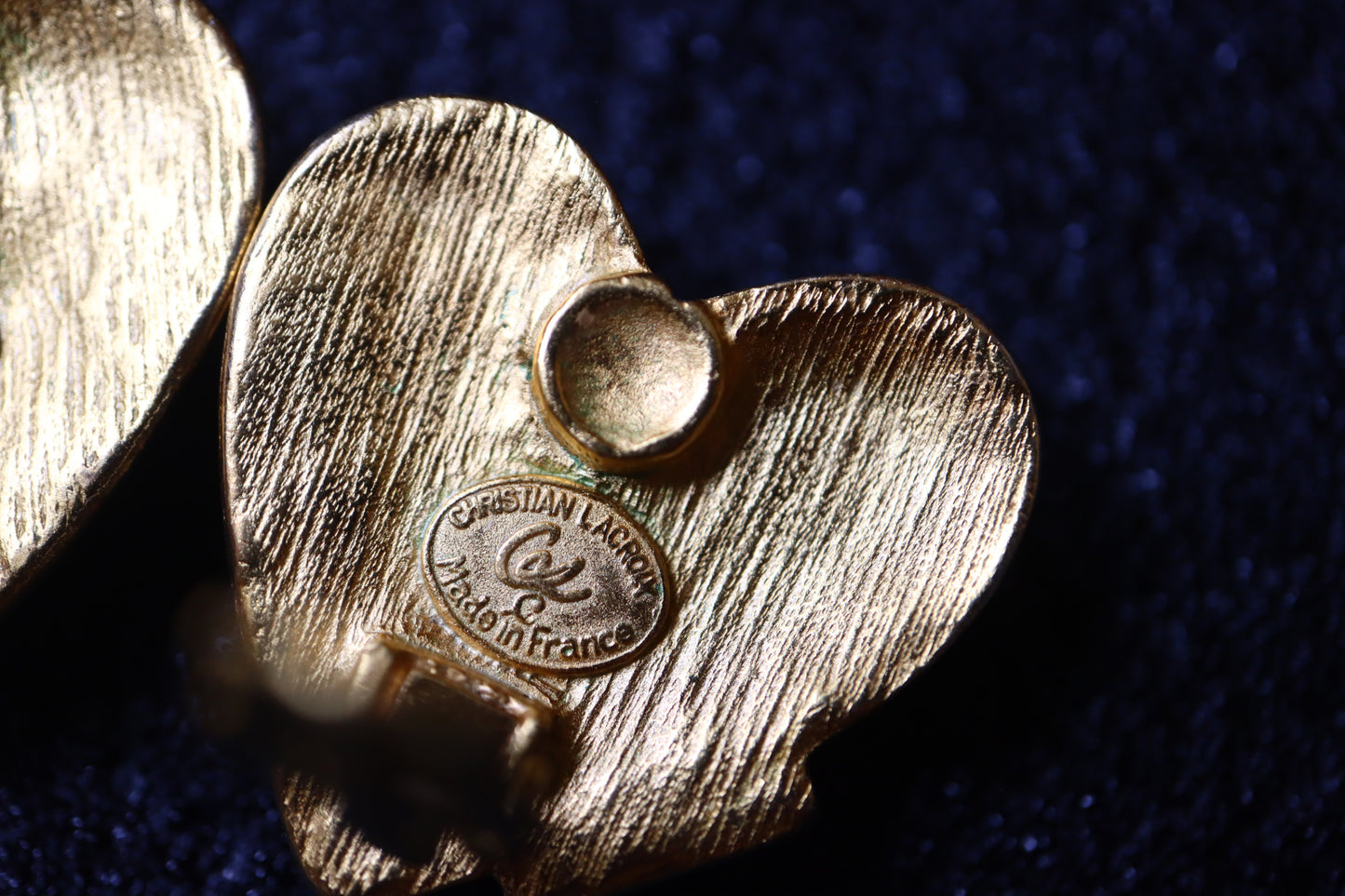 Vintage Christian Lacroix colourful lego gold-tone heart clip-on earrings