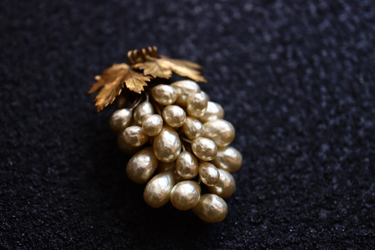 Vintage Louis Rousselet hand-crafted Glass faux Pearl grape dress clip