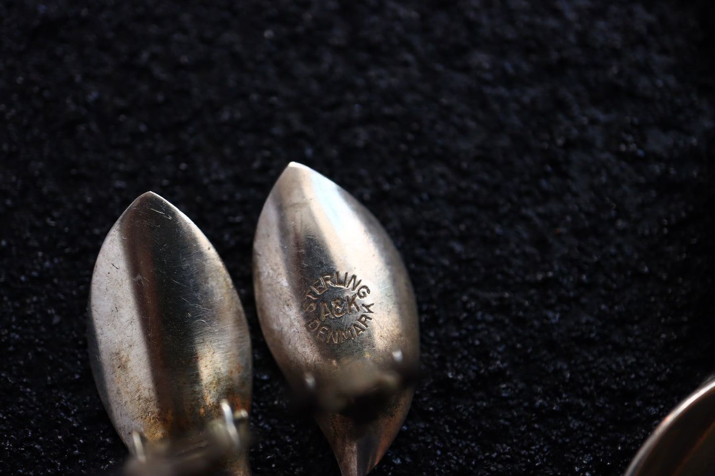 Vintage A&K Danmark Sterling Minimalism leaves earrings necklace Set