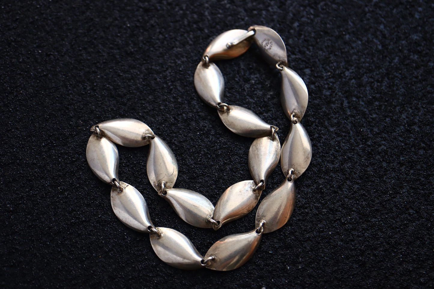 Vintage A&K Danmark Sterling Minimalism leaves earrings necklace Set