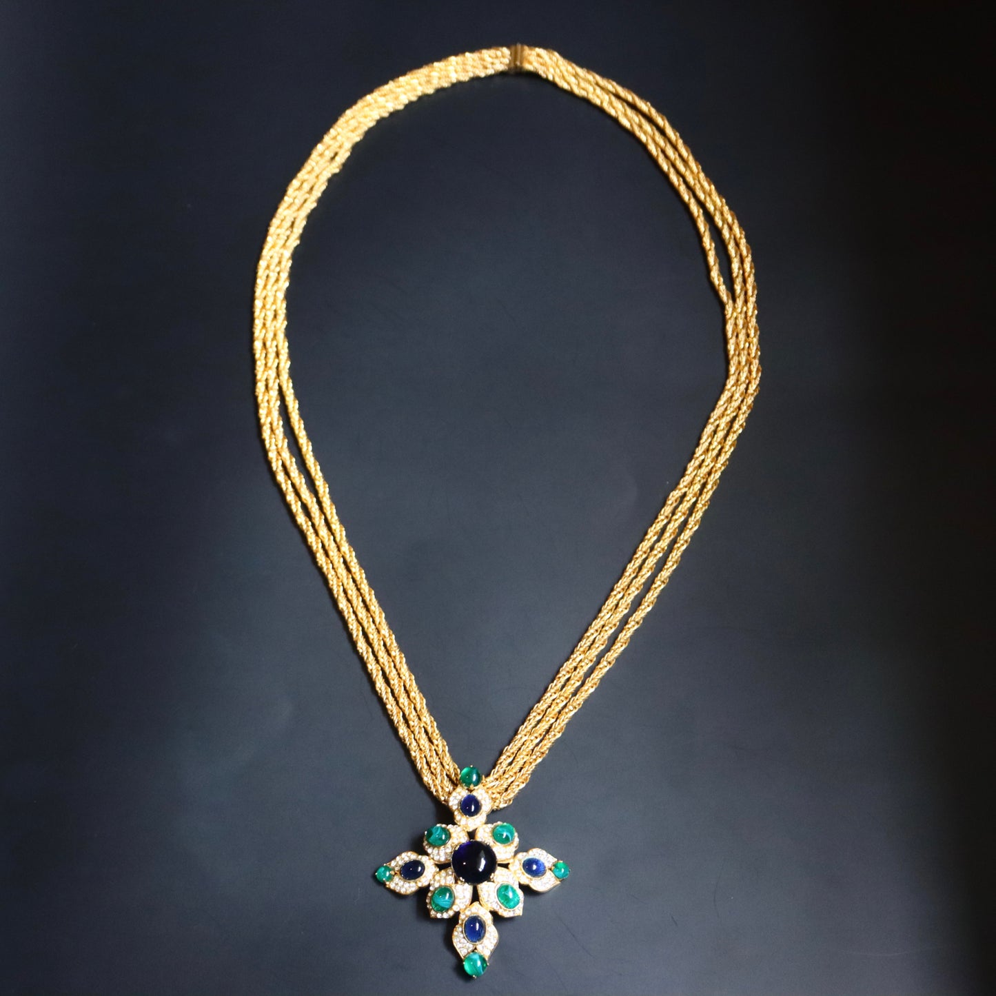 Vintage Henkel & Grossé 1969 glass cabochon necklace clip on earrings set