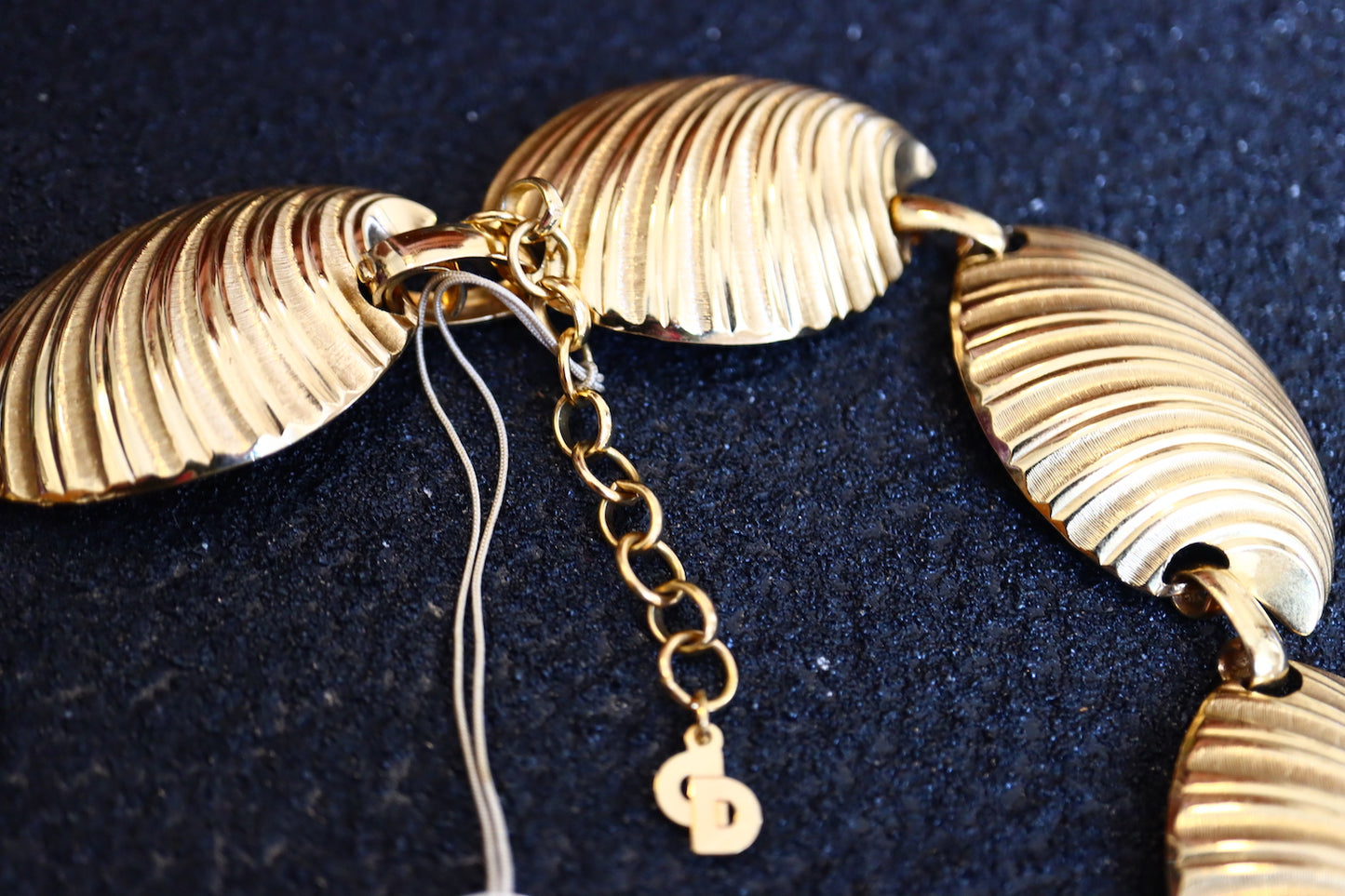 Vintage Christian Dior gold tone shell pattern necklace and bracelet set