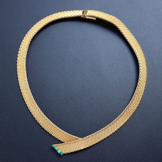 Vintage 1963 Henkel & Grossé Germany weaving Turquoise choker necklace