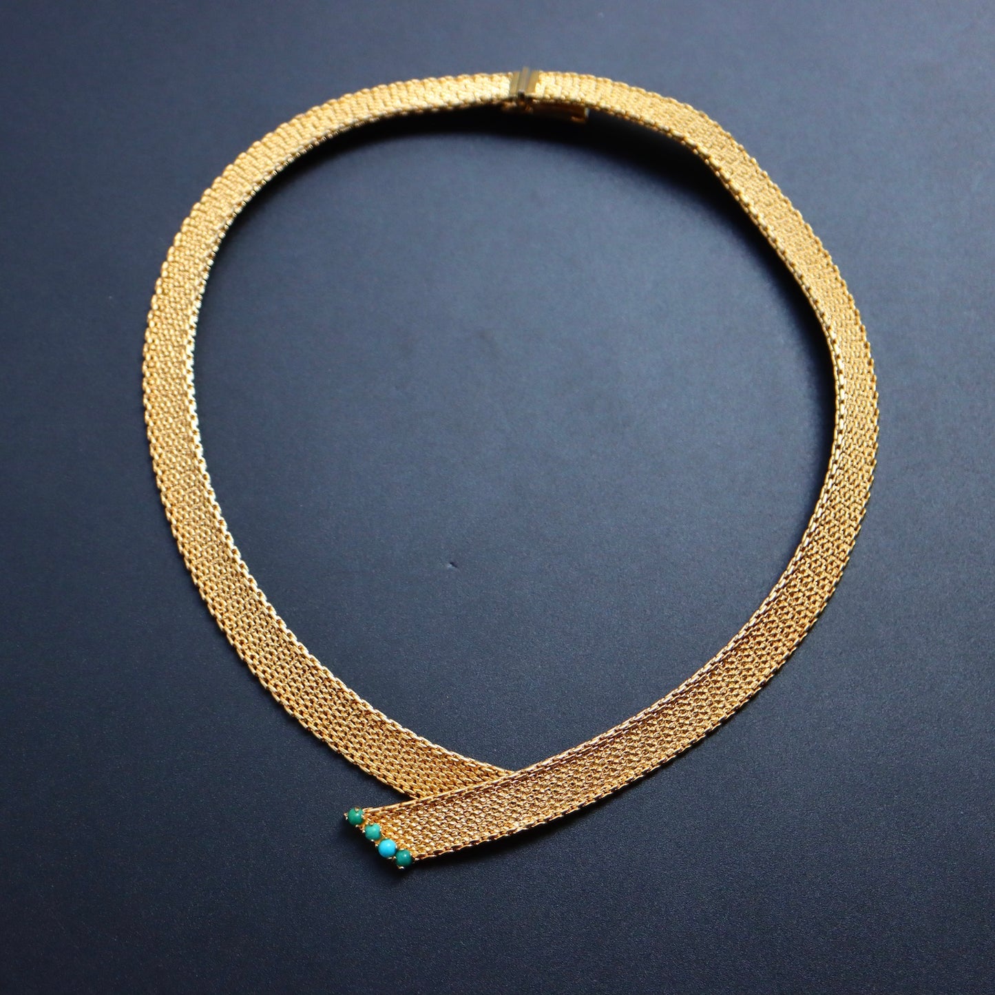 Vintage 1963 Henkel & Grossé Germany weaving Turquoise choker necklace