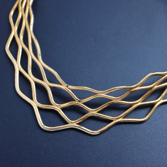 Vintage 1972 Henkel & Grossé Germany weaving gold-tone collar necklace