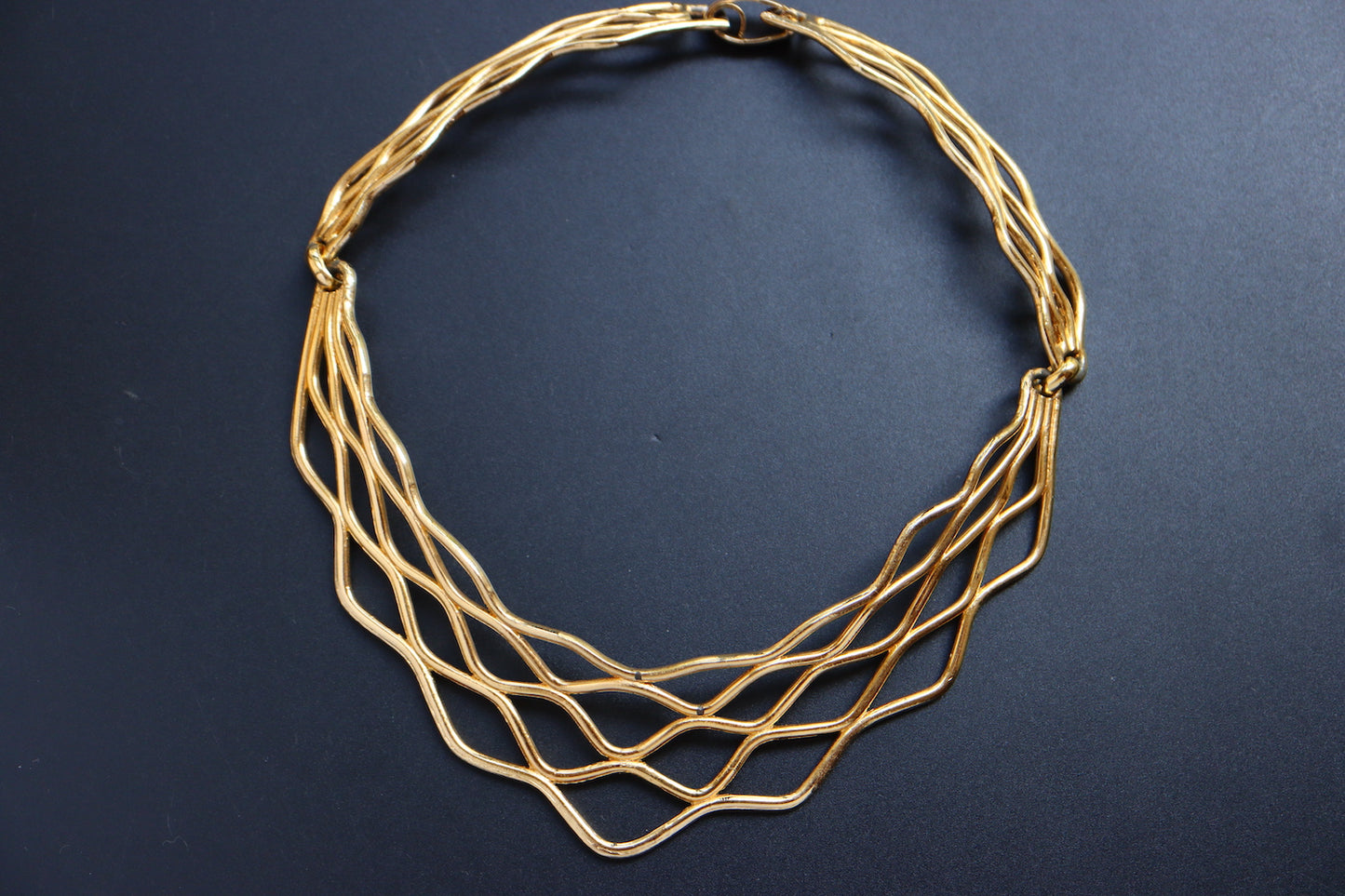 Vintage 1972 Henkel & Grossé Germany weaving gold-tone collar necklace