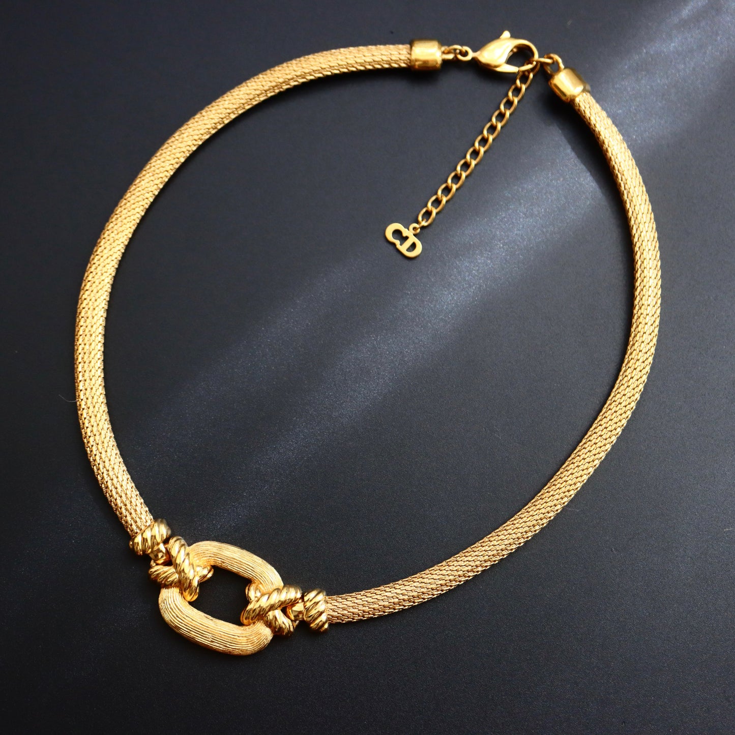 Vintage Christian Dior gold-tone weaving cross necklace
