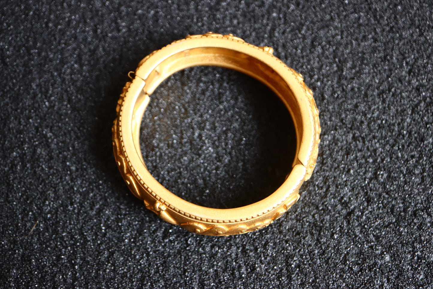 Vintage Lanvin gold-tone carving Logo leaf perfume cuff bracelet